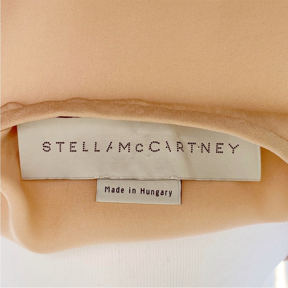 STELLA MCCARTNEY BEIGE PINK SILK RUFFLE BUTTON DOWN LONG SLEEVE BLOUSE - Picture 9 of 11